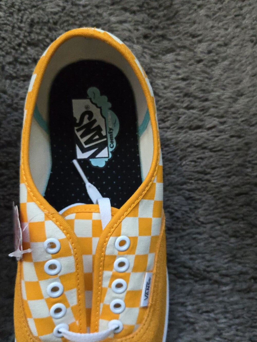 Vans Comfycush Authentic Men Size 11 Checkered Yellow And White 072026 - Picture 3 of 8